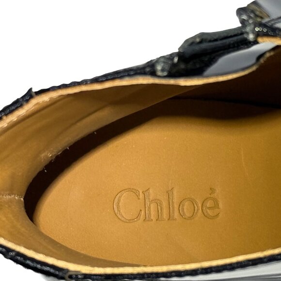 Brand New Chloe Perry 95 Patent Leather Square Toe Ankle Boots - Picture 9 of 13